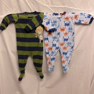 12 mo Boys Footed Pajamas - lot of two